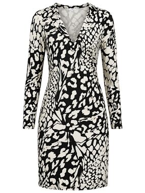 Diane von Furstenberg DVF New Renna 2 Silk Jersey Dress Size 8 Black and white
